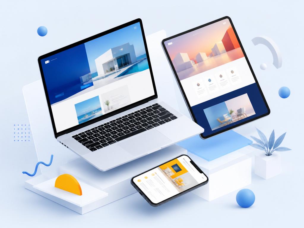 Wix website mockups on laptop, tablet and phone