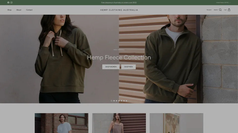 Hemp Clothing Australia website